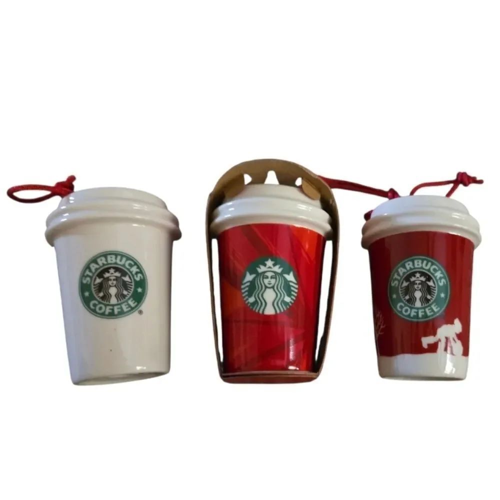 NIP AND EC STARBUCKS COFFEE HOLIDAY ORNAMENTS LOT/SET OF 3. 2006 AND 2014